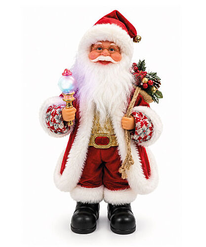 Yılbaşı Noel Baba Lambalı Kırmızı Ekoseli Hareketli Pilli 30 Cm - 