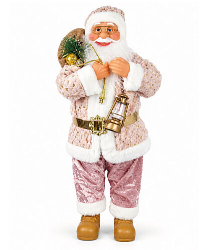Yılbaşı Noel Baba Pembe Kostümlü Model 45 Cm - 