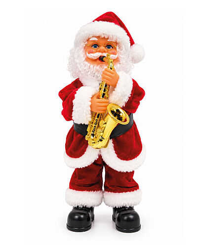 Yılbaşı Noel Baba Saksafonlu Hareketli Pilli 30 Cm - 