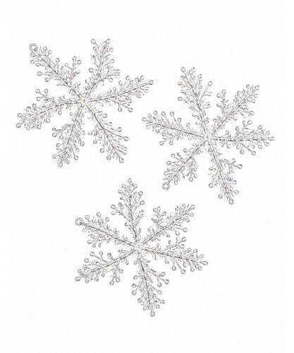 Yılbaşı Plastik Kar Tanesi Simli 13 Cm 3 Lü - 