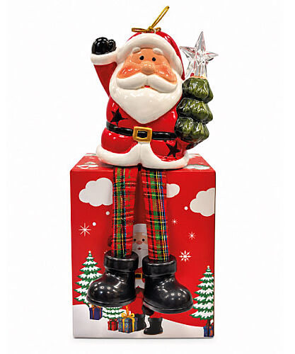 Yılbaşı Seramik Figürler Büyük Sallanan Bacaklı Noel Baba - 