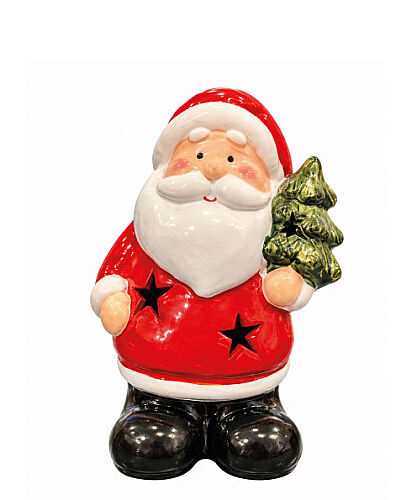 Yılbaşı Seramik Figürler Işıklı 13 Cm Noel Baba - 