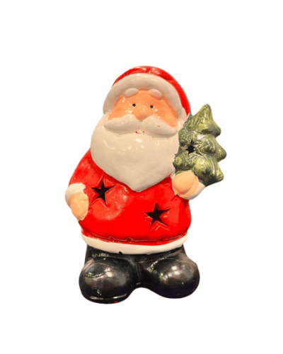 Yılbaşı Seramik Figürler Işıklı 13 Cm Noel Baba - 
