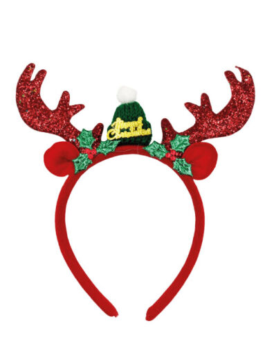 Yılbaşı Taç Simli Geyik Boynuzlu Şapkalı Model Kırmızı - 