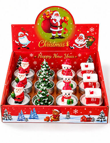 Yılbaşı Tealight Mum Figürlü 12'li - 1