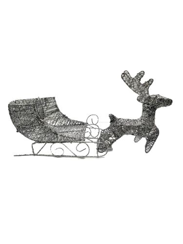 Yılbaşı Tel Geyik Kızaklı Model Gümüş 40 x 20 Cm - 