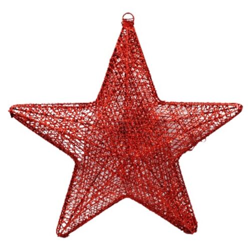 Yılbaşı Tel Yıldız 3 Boyutlu 45 cm 2 Parça Kırmızı - 