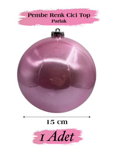 Yılbaşı Top Süs 15 Cm Krom Pembe - 