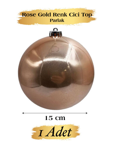 Yılbaşı Top Süs 15 Cm Krom Rose Gold - 
