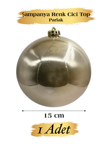 Yılbaşı Top Süs 15 Cm Krom Şampanya - 