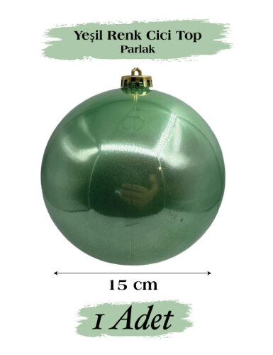 Yılbaşı Top Süs 15 Cm Krom Yeşil - 