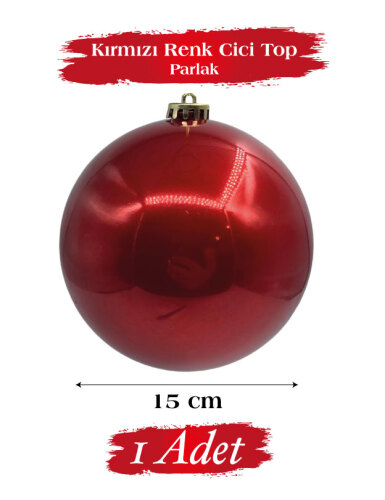 Yılbaşı Top Süs 15 Cm Krom Kırmızı - 