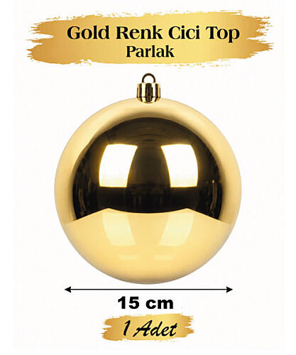 Yılbaşı Top Süs 15 Cm Parlak Altın - 