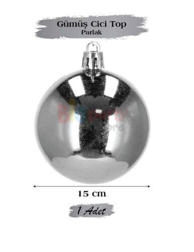 Yılbaşı Top Süs 15 Cm Parlak Gümüş - 