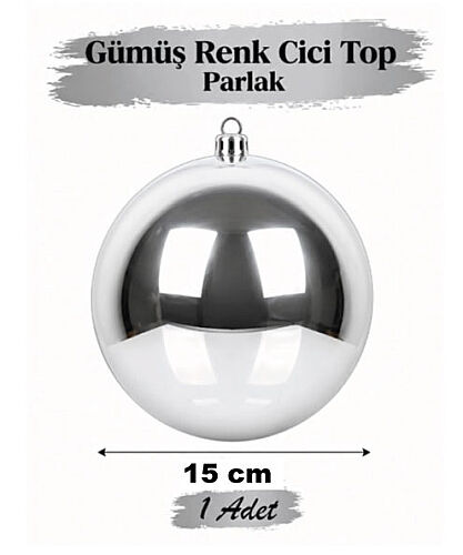 Yılbaşı Top Süs 15 Cm Parlak Gümüş - 