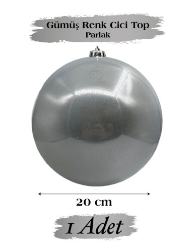 Yılbaşı Top Süs 20 Cm Krom Gümüş - 