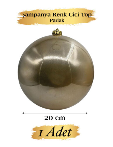 Yılbaşı Top Süs 20 Cm Krom Şampanya - 