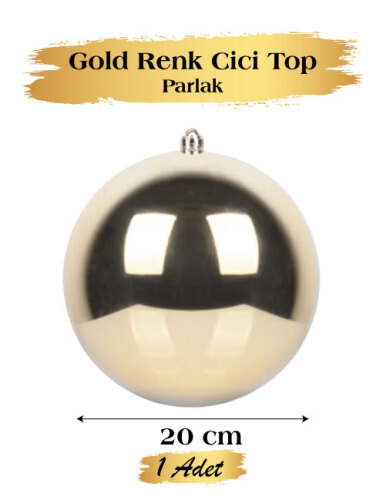 Yılbaşı Top Süs 20 Cm Parlak Altın - 