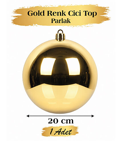 Yılbaşı Top Süs 20 Cm Parlak Altın - 