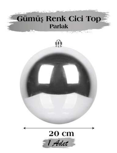 Yılbaşı Top Süs 20 Cm Parlak Gümüş - 