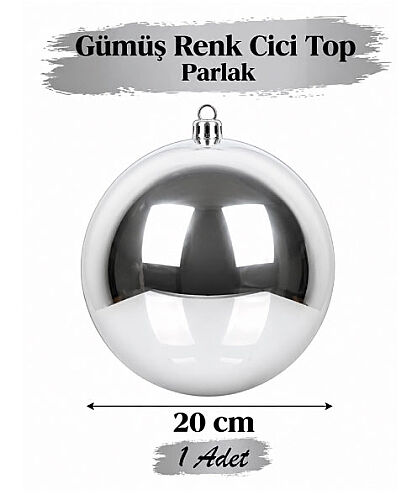 Yılbaşı Top Süs 20 Cm Parlak Gümüş - 