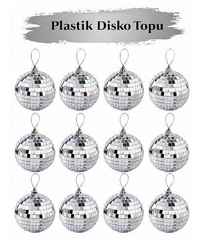 Yılbaşı Top Süs 3 Cm Aynalı Disko Topu Gümüş 12 Parça - 