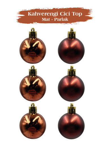 Yılbaşı Top Süs 4 Cm Mat Parlak Kahverengi - 