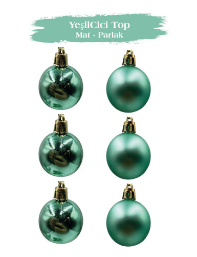 Yılbaşı Top Süs 4 Cm Mat Parlak Yeşil - 