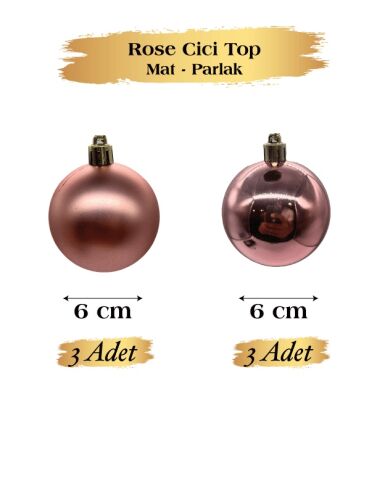 Yılbaşı Top Süs 6 Cm Mat Parlak Rose Gold 6 Parça - 2