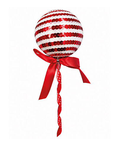 Yılbaşı Top Süs Çubuklu 22 Cm Kırmızı - 