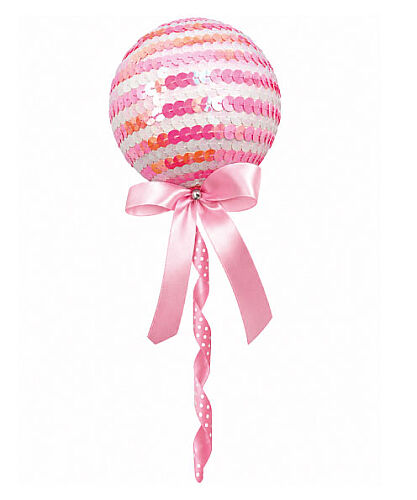 Yılbaşı Top Süs Çubuklu 22 Cm Pembe - 